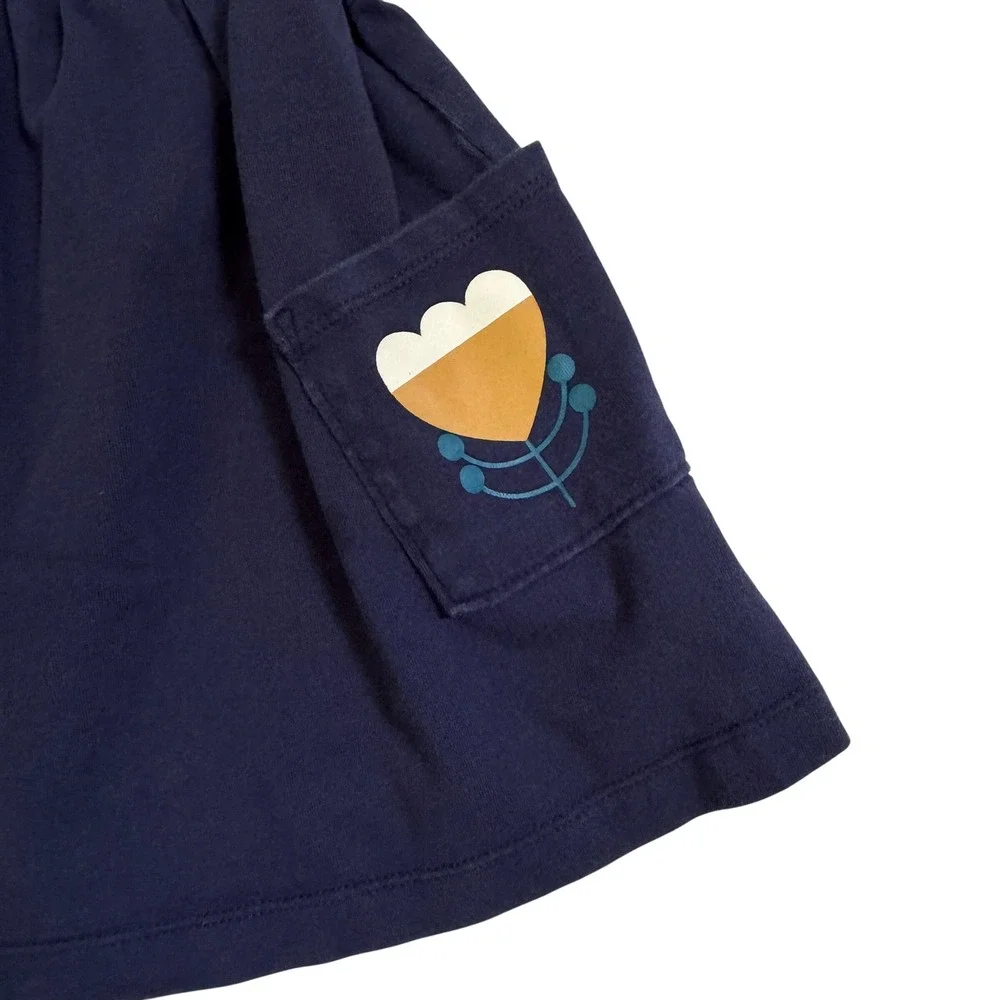 Hanna Andersson Pocket Art Dress 18-24m Navy Blue Butterfly Flower Scandi 80cm